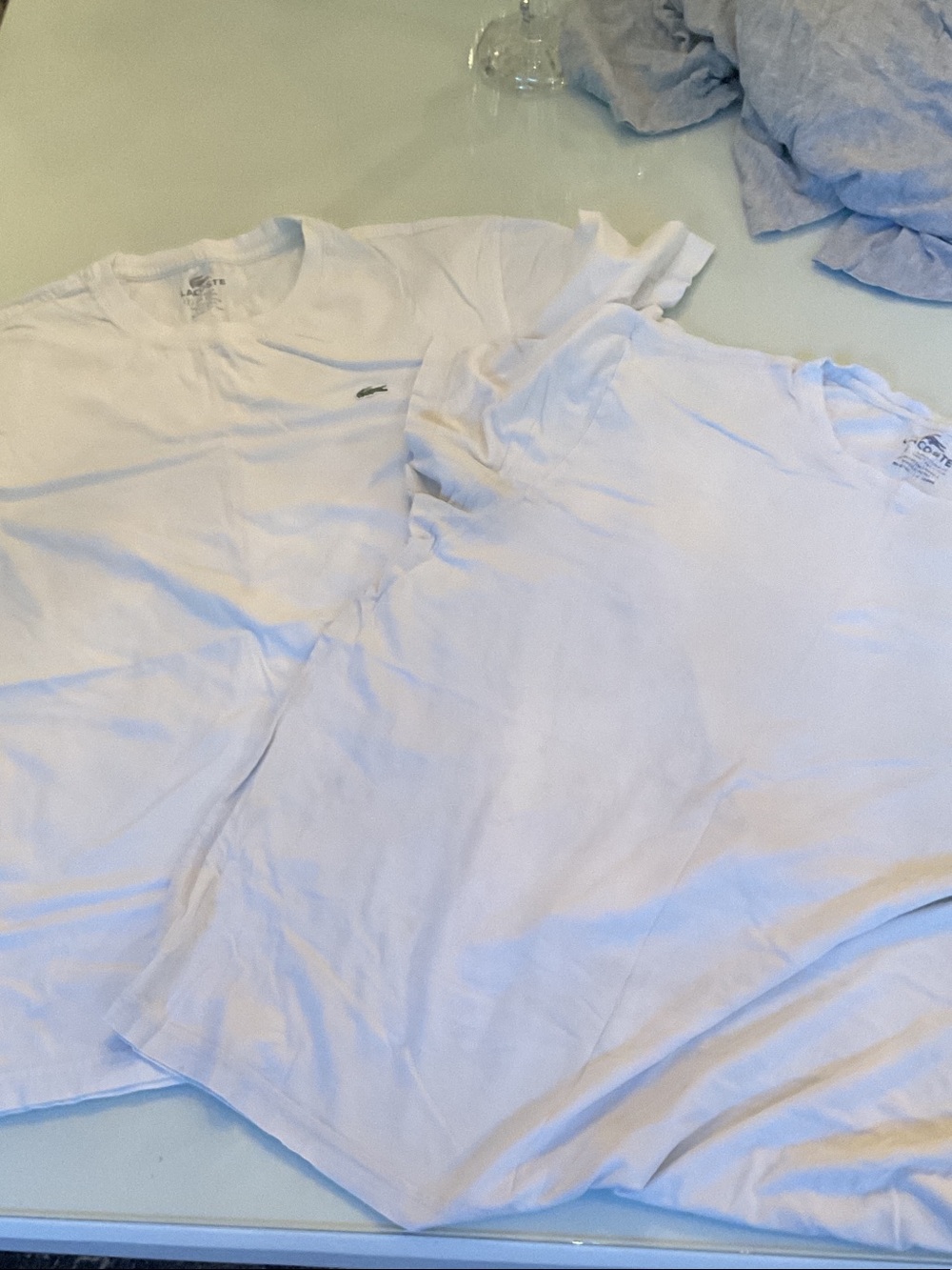 Lacoste size 7  White Short-Sleeve Crew Tee - Iconic Croc bundle of 2